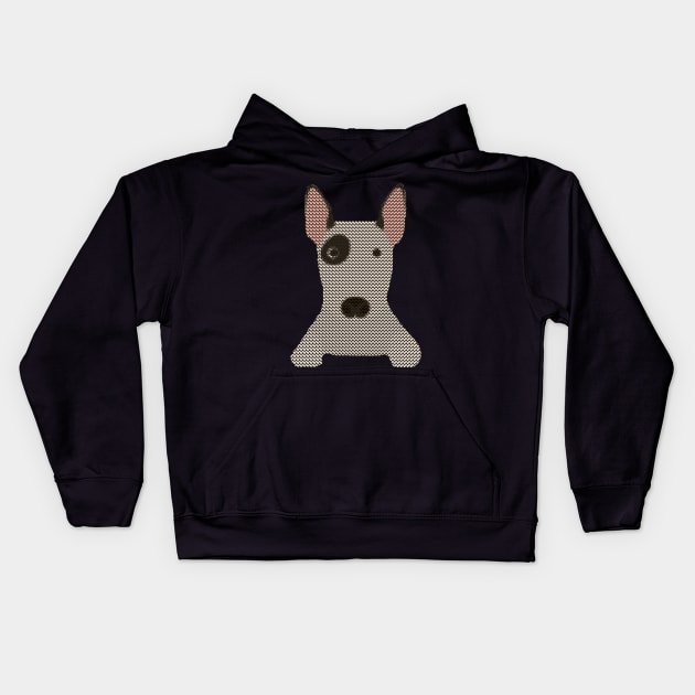 Bull Terrier Ugly Christmas Sweater Knit Pattern Kids Hoodie by DoggyStyles